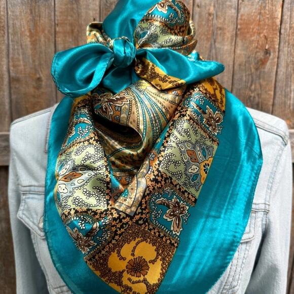 Rodeo Drive Accessories - Teal Paisley Wild Rag Scarf Western Accessory